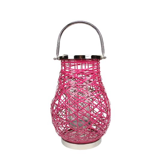 Decorative Woven Iron Pillar Candle Lantern By Northlight in Fuchsia | 13.5" x 8.5" | Michaels®
